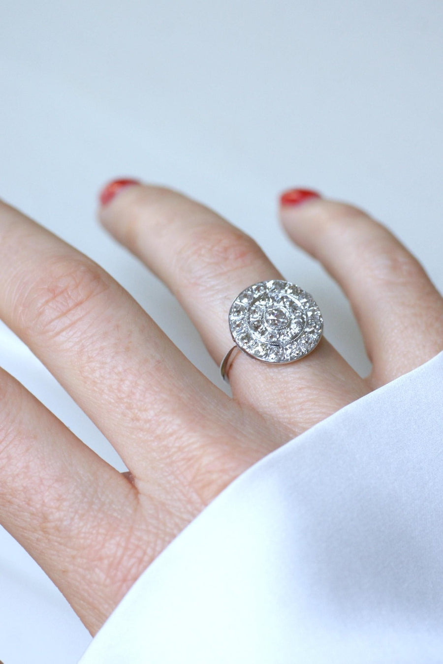 Bague Cible Ronde Art Deco Diamants 1,60 Cts - Galerie Pénélope