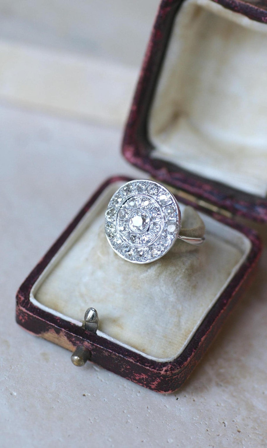 Bague Cible Ronde Art Deco Diamants 1,60 Cts - Galerie Pénélope