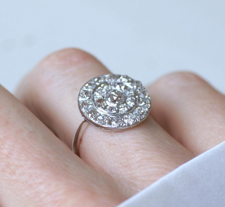Bague Cible Ronde Art Deco Diamants 1,60 Cts - Galerie Pénélope