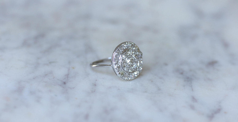 Bague Cible Ronde Art Deco Diamants 1,60 Cts - Galerie Pénélope