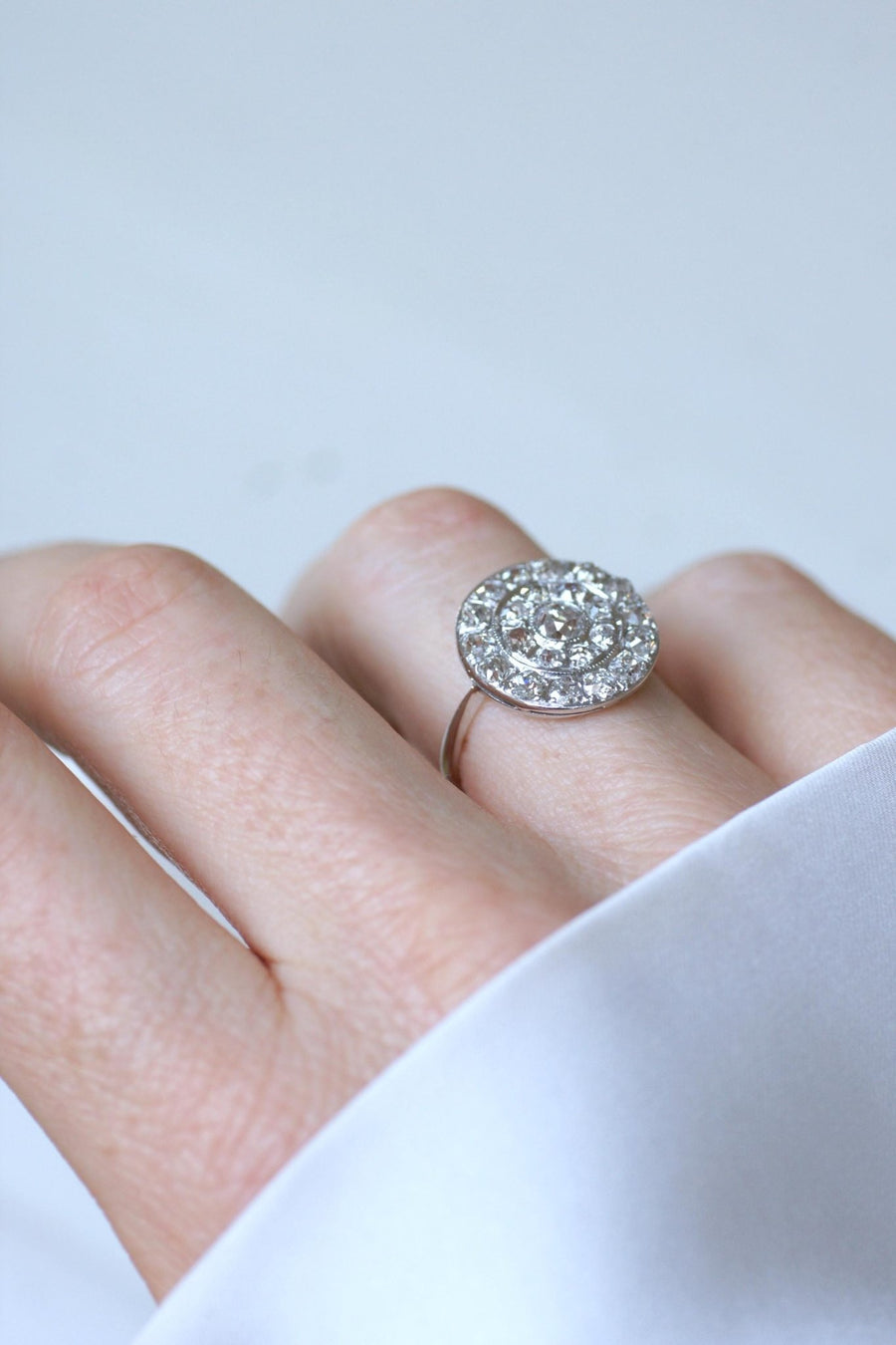 Bague Cible Ronde Art Deco Diamants 1,60 Cts - Galerie Pénélope