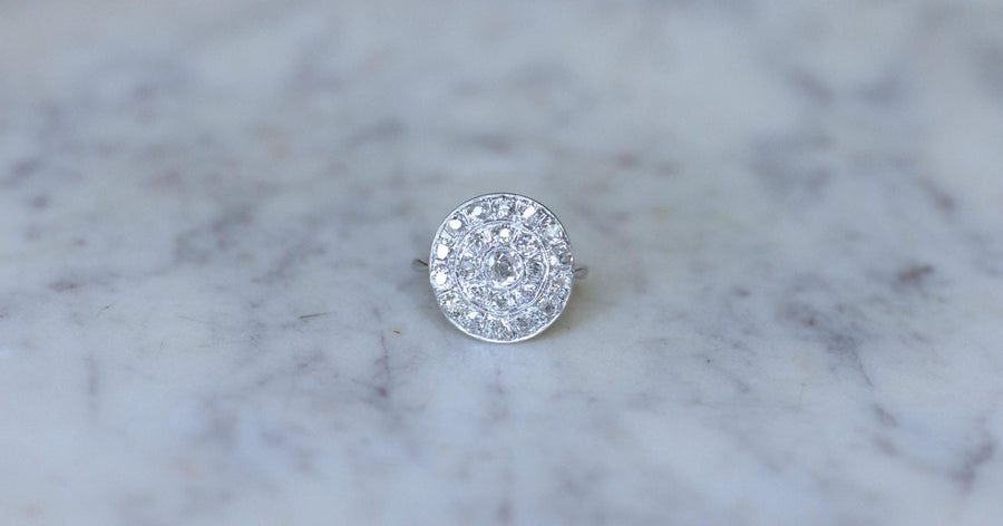 Bague Cible Ronde Art Deco Diamants 1,60 Cts - Galerie Pénélope