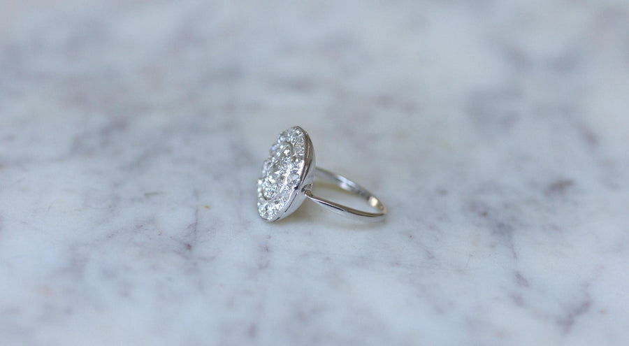 Bague Cible Ronde Art Deco Diamants 1,60 Cts - Galerie Pénélope