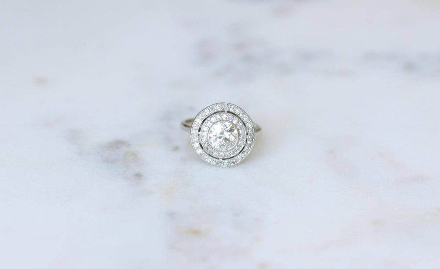 Bague Cible Ronde Art Deco Diamants 1,97 Cts - Galerie Pénélope
