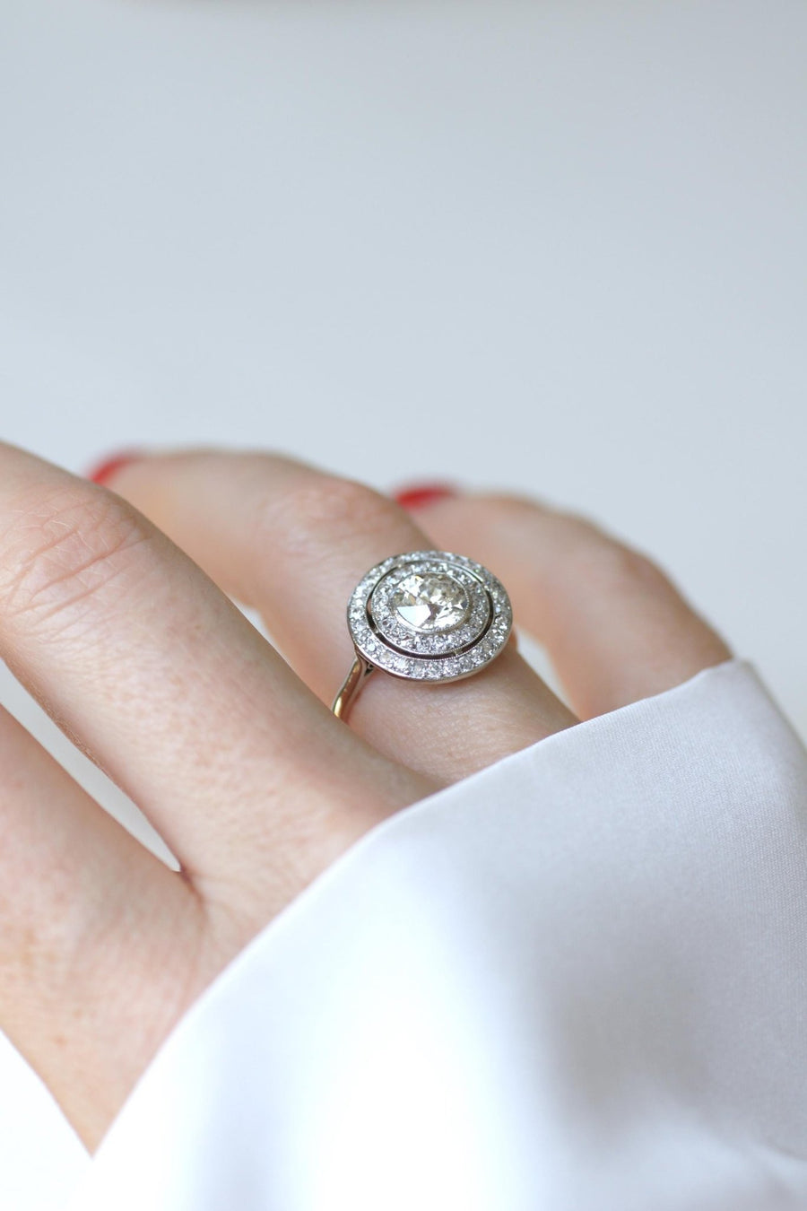 Bague Cible Ronde Art Deco Diamants 1,97 Cts - Galerie Pénélope