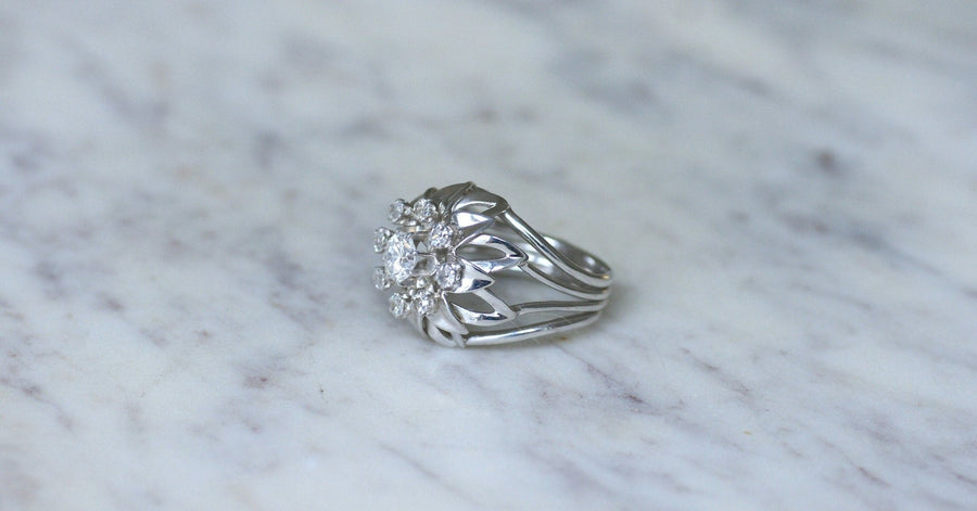 Bague Cocktail Diamants Or Blanc et Platine - Galerie Pénélope