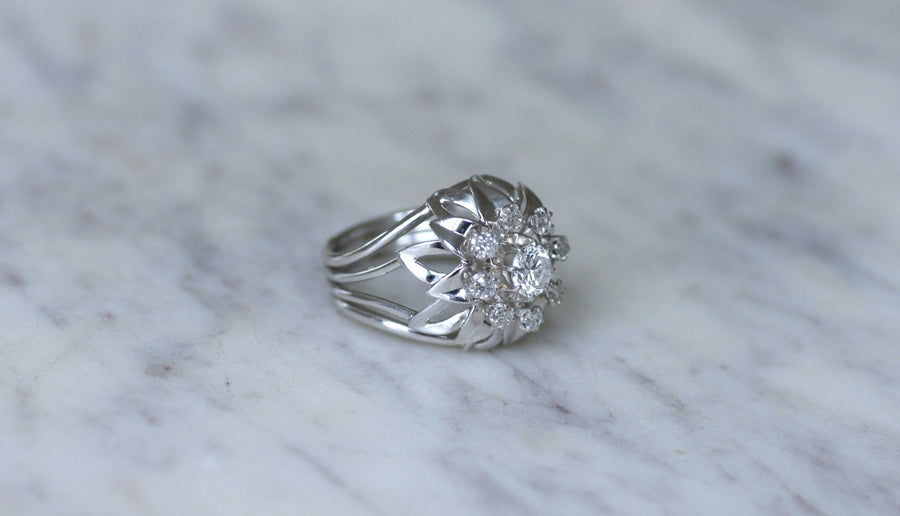 Bague Cocktail Diamants Or Blanc et Platine - Galerie Pénélope