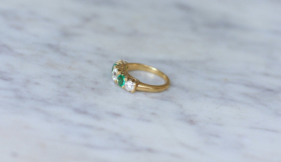 Bague Jarretière Emeraudes et Diamants Or Jaune - Galerie Pénélope