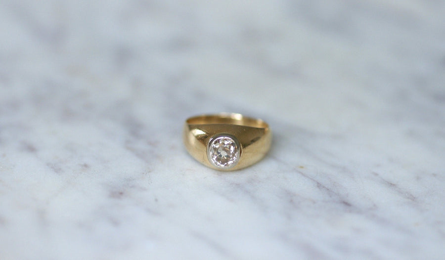 Bague Jonc Or et Diamant Taille Ancienne - Galerie Pénélope