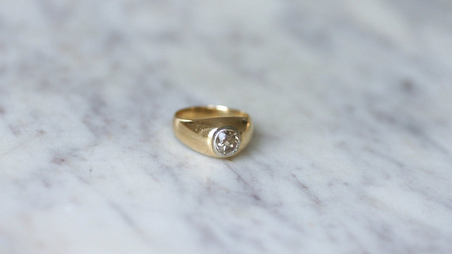 Bague Jonc Or et Diamant Taille Ancienne - Galerie Pénélope