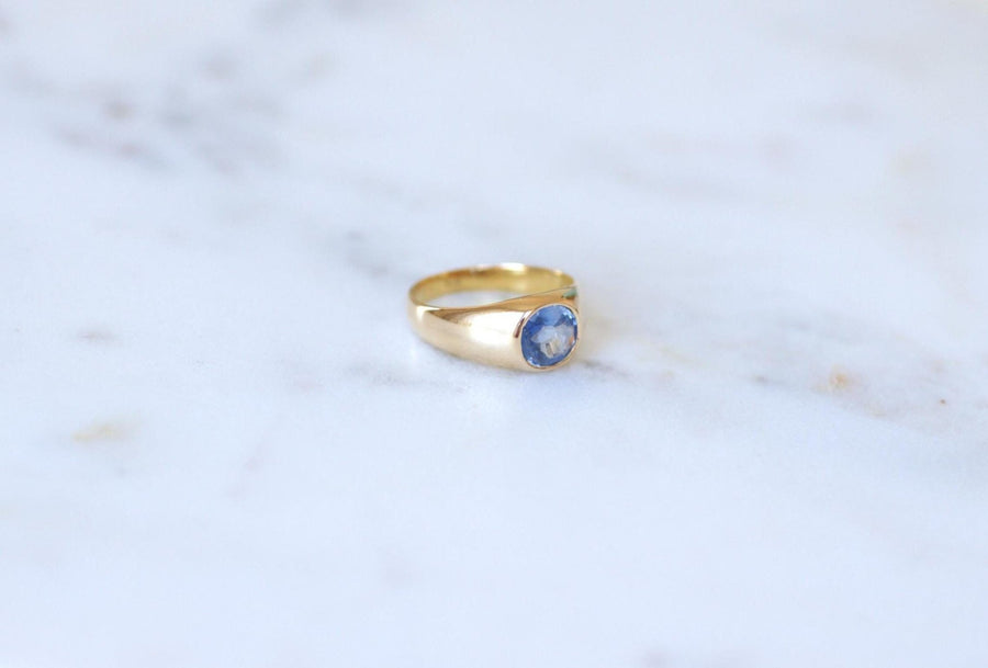 Bague Jonc Saphir de Ceylan 1,30 Cts sur Or Jaune - Galerie Pénélope