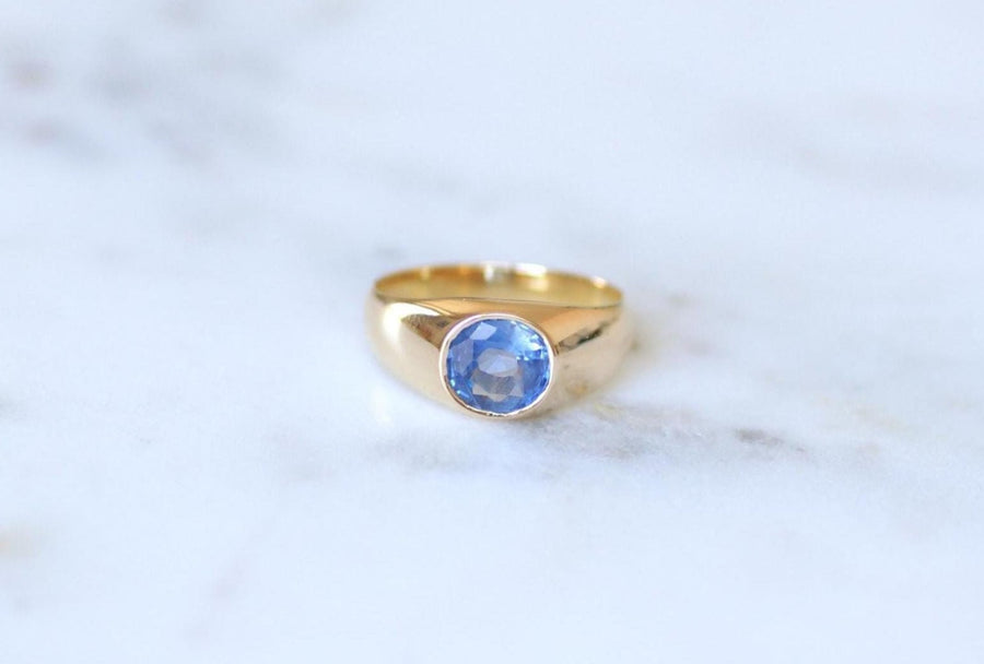 Bague Jonc Saphir de Ceylan 1,30 Cts sur Or Jaune - Galerie Pénélope