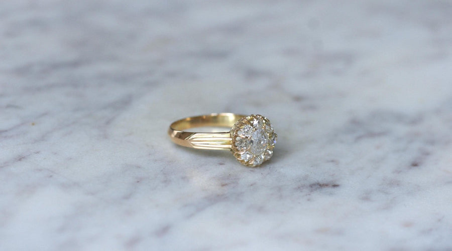 Bague Marguerite Ancienne Diamants sur Or Jaune - Galerie Pénélope