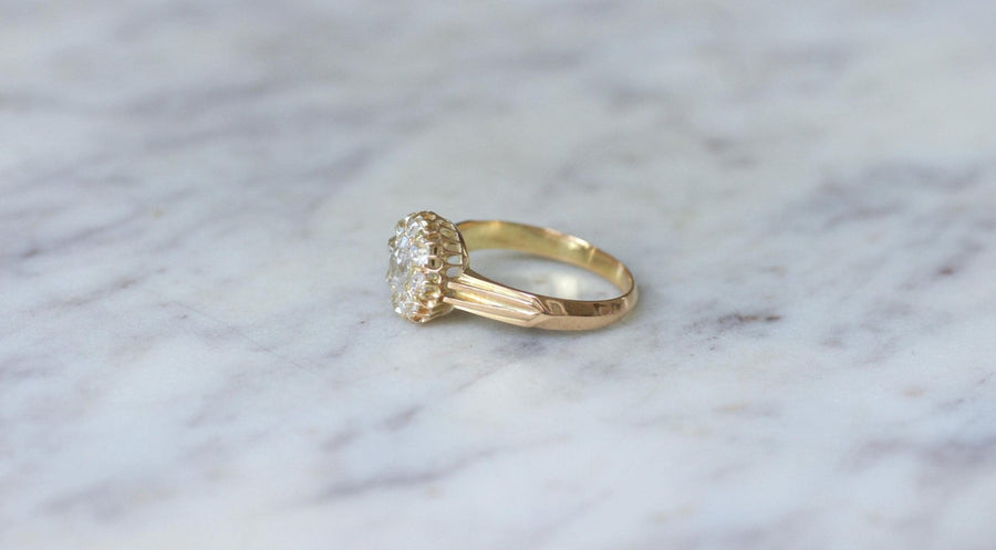 Bague Marguerite Ancienne Diamants sur Or Jaune - Galerie Pénélope