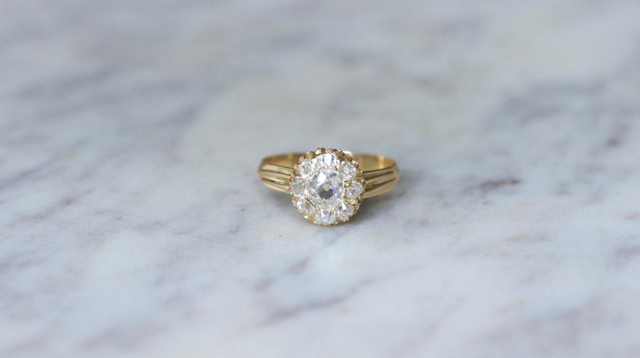 Bague Marguerite Ancienne Diamants sur Or Jaune - Galerie Pénélope