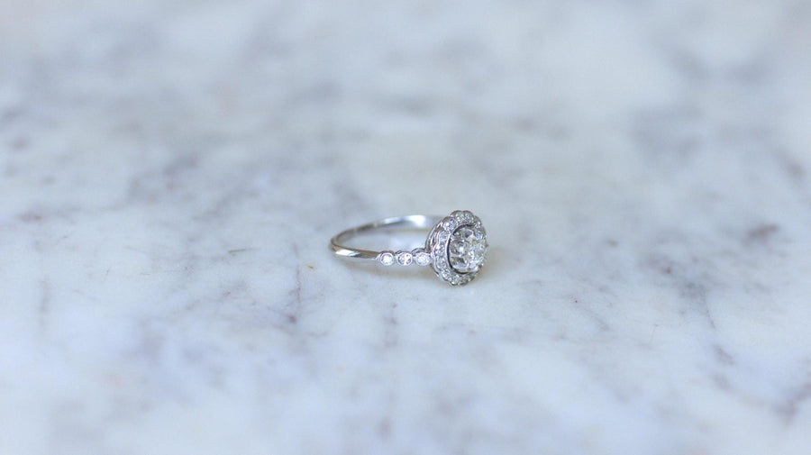 Bague Marguerite Art Deco Diamants sur Platine - Galerie Pénélope