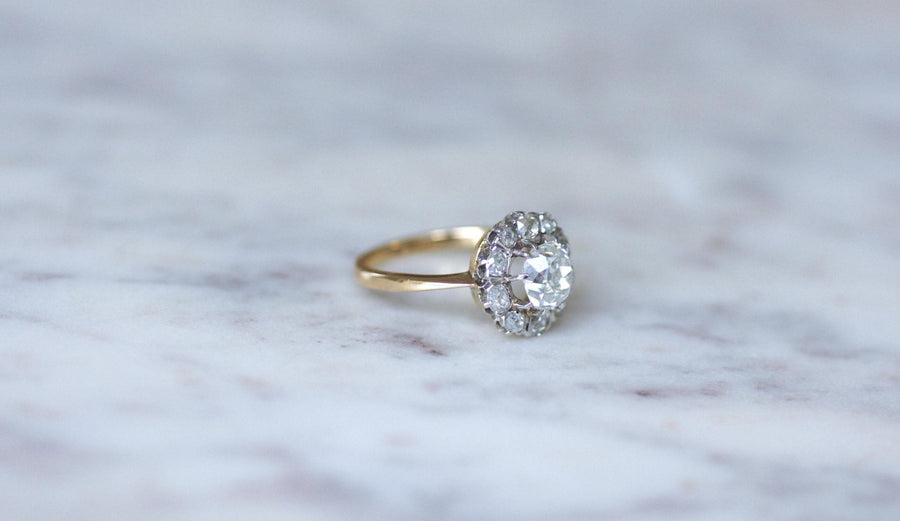 Bague Marguerite Diamants Coussin 1.68 Cts - Galerie Pénélope