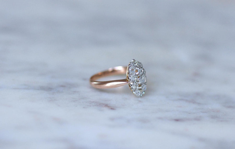 Bague Marquise Diamants Or Rose et Platine - Galerie Pénélope