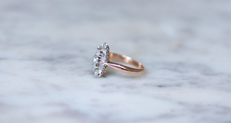 Bague Marquise Diamants Or Rose et Platine - Galerie Pénélope