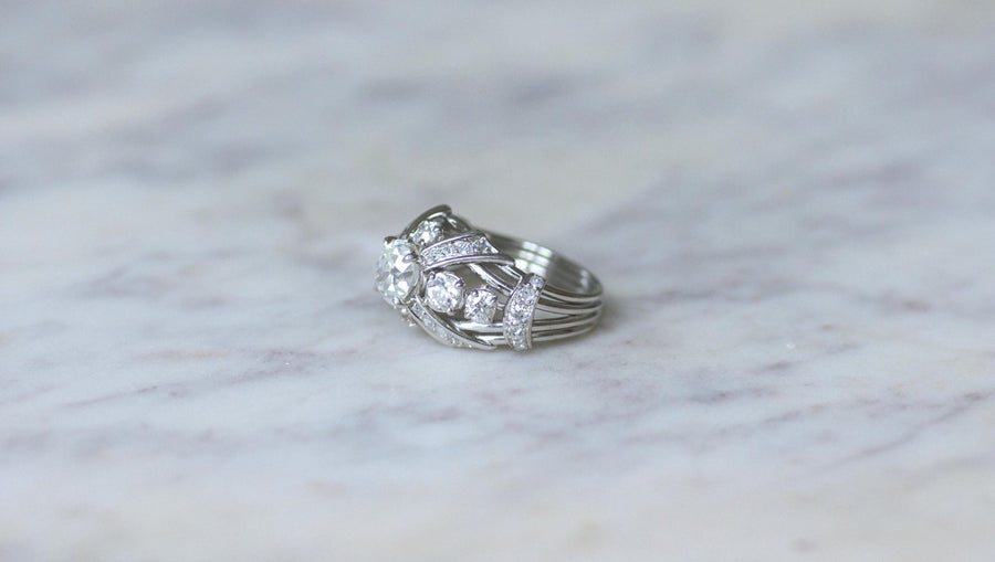 Bague Mauboussin Diamant Coussin 1.57 Cts sur Platine - Galerie Pénélope