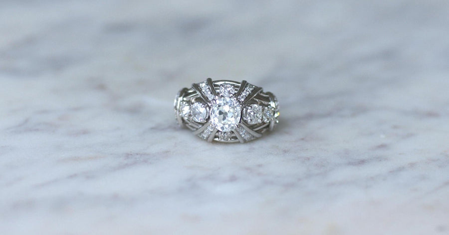 Bague Mauboussin Diamant Coussin 1.57 Cts sur Platine - Galerie Pénélope