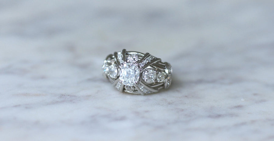 Bague Mauboussin Diamant Coussin 1.57 Cts sur Platine - Galerie Pénélope