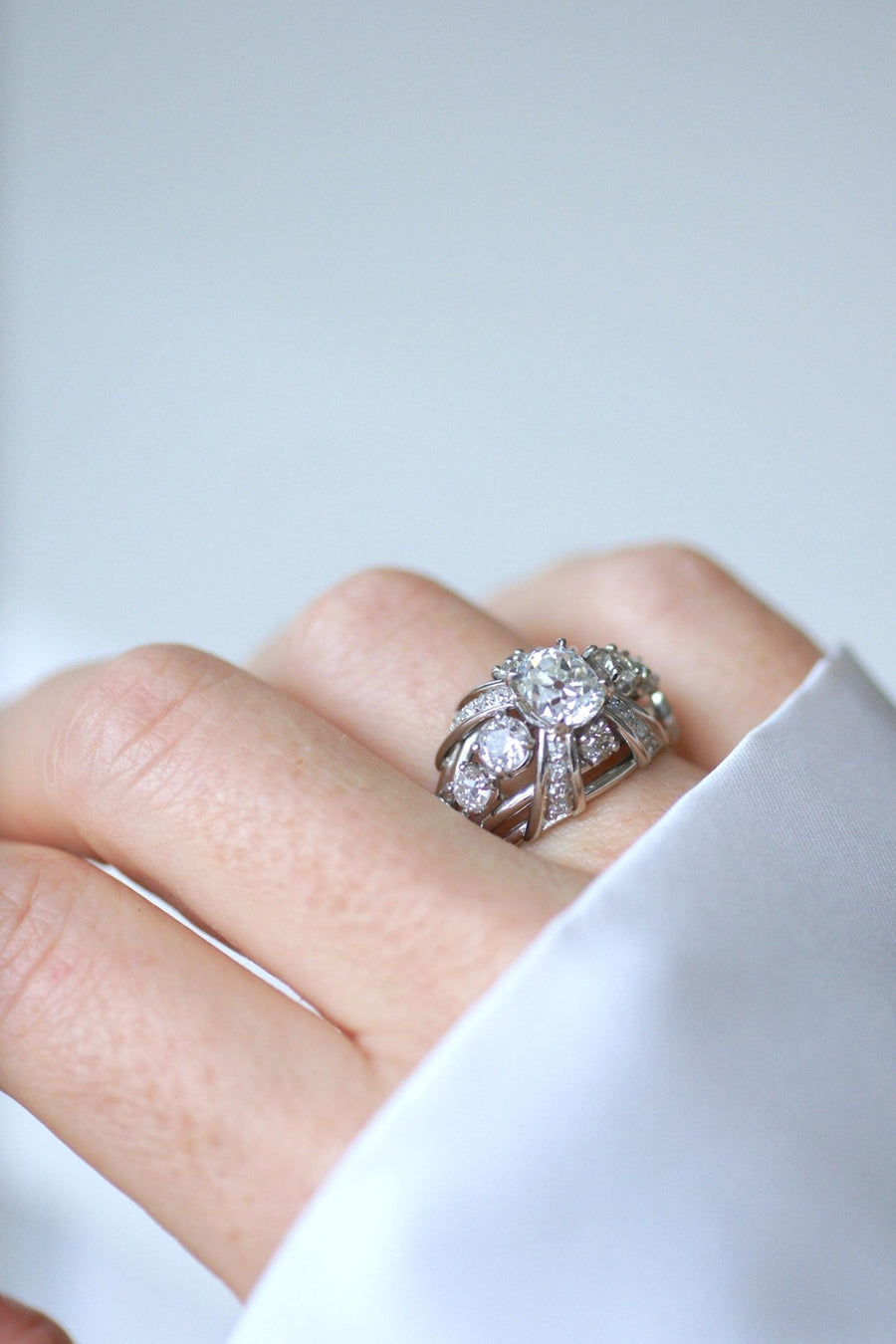 Bague Mauboussin Diamant Coussin 1.57 Cts sur Platine - Galerie Pénélope