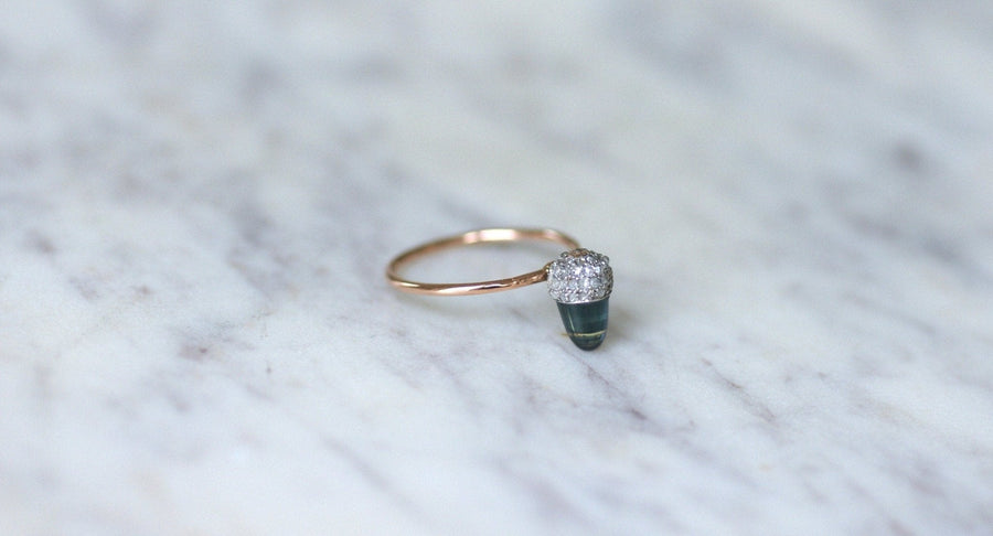 Bague Noisette Saphir et Diamants - Galerie Pénélope