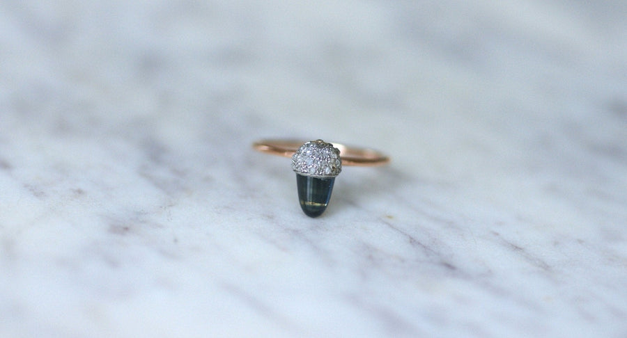 Bague Noisette Saphir et Diamants - Galerie Pénélope