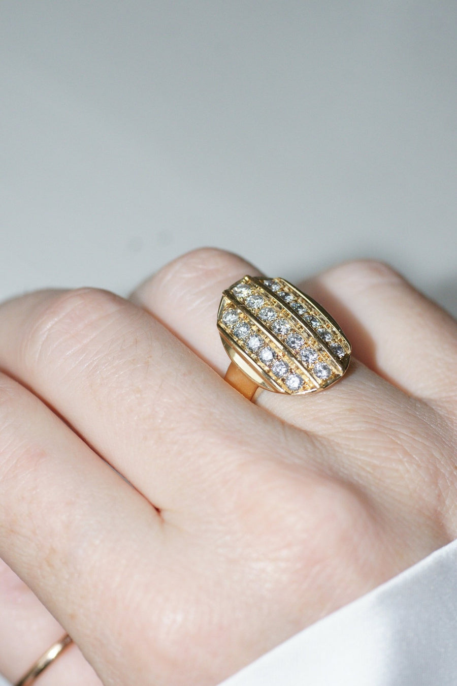 Bague Plaque Diamants Or Jaune - Galerie Pénélope