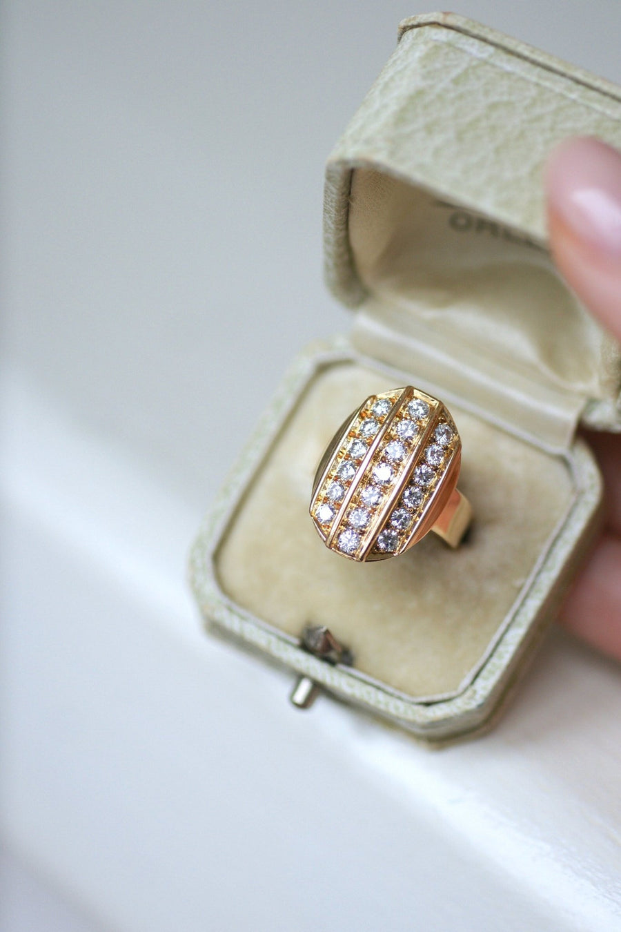 Bague Plaque Diamants Or Jaune - Galerie Pénélope