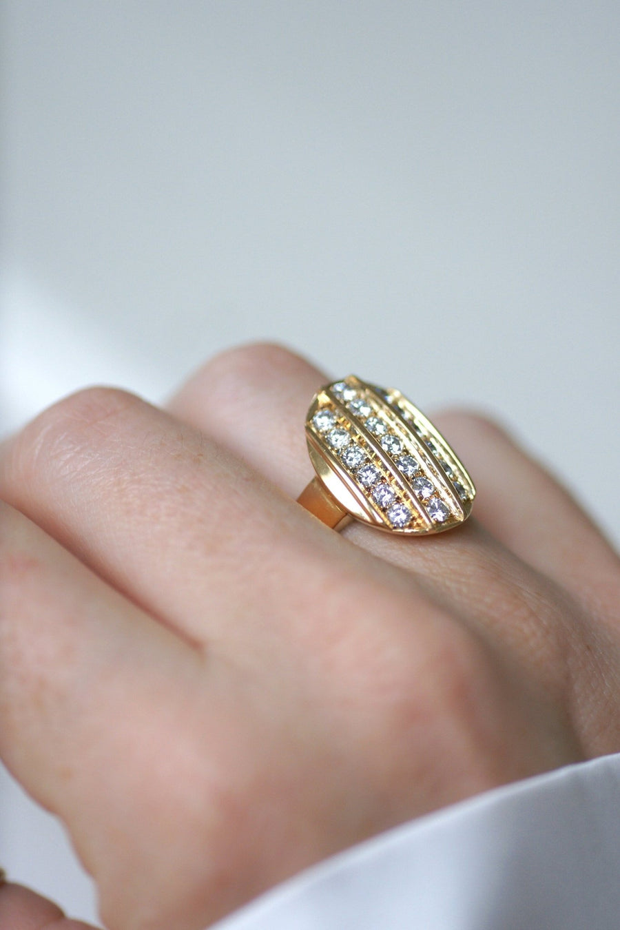 Bague Plaque Diamants Or Jaune - Galerie Pénélope