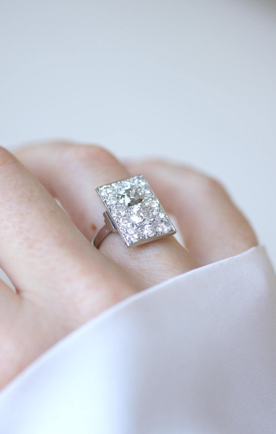 Bague Rectangulaire Art Déco Diamants 3,50 Cts - Galerie Pénélope