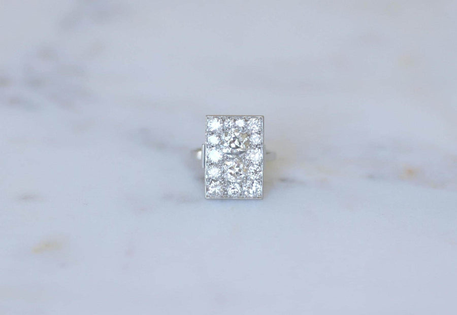 Bague Rectangulaire Art Déco Diamants 3,50 Cts - Galerie Pénélope