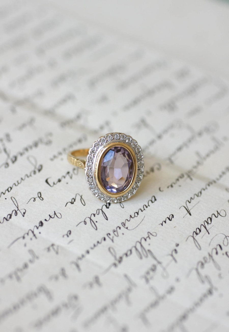 Bague Style Art Déco Améthyste et Diamants - Galerie Pénélope