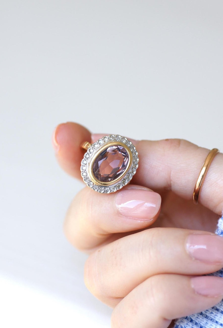 Bague Style Art Déco Améthyste et Diamants - Galerie Pénélope