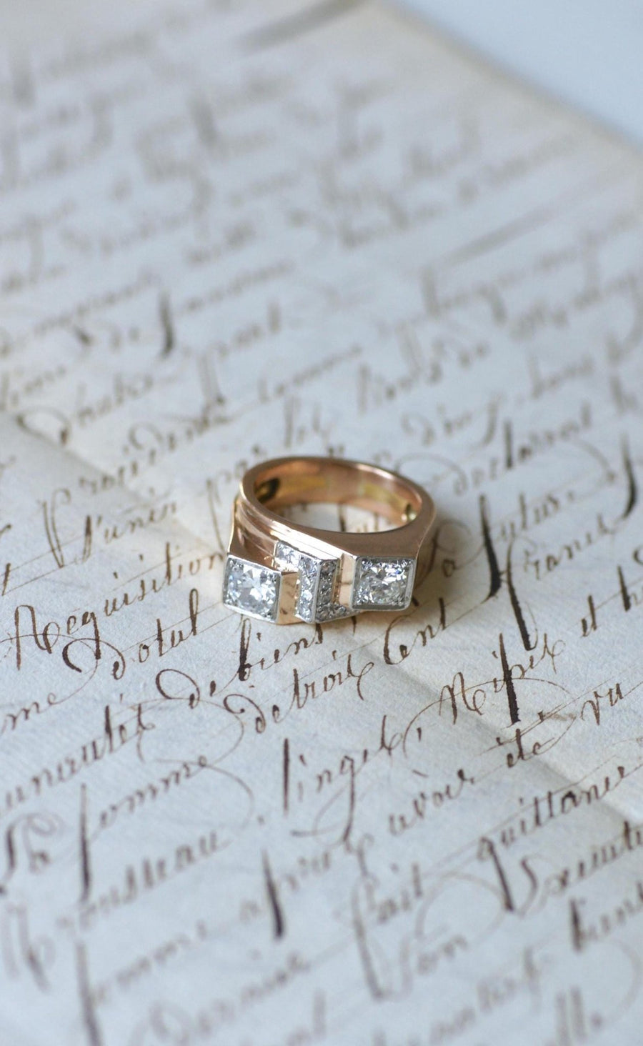 Bague Tank Asymétrique Diamants 1,20 Cts - Galerie Pénélope