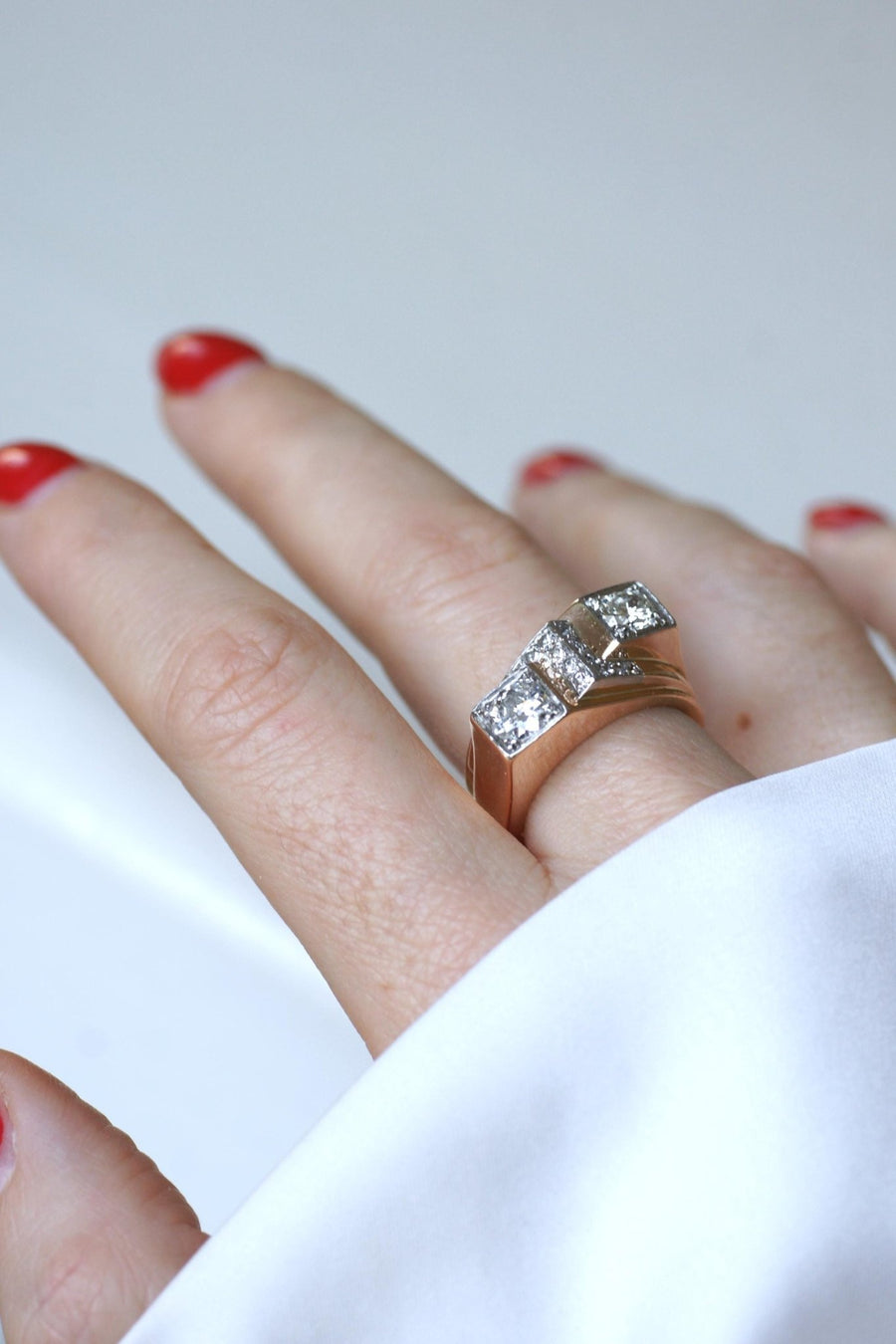 Bague Tank Asymétrique Diamants 1,20 Cts - Galerie Pénélope