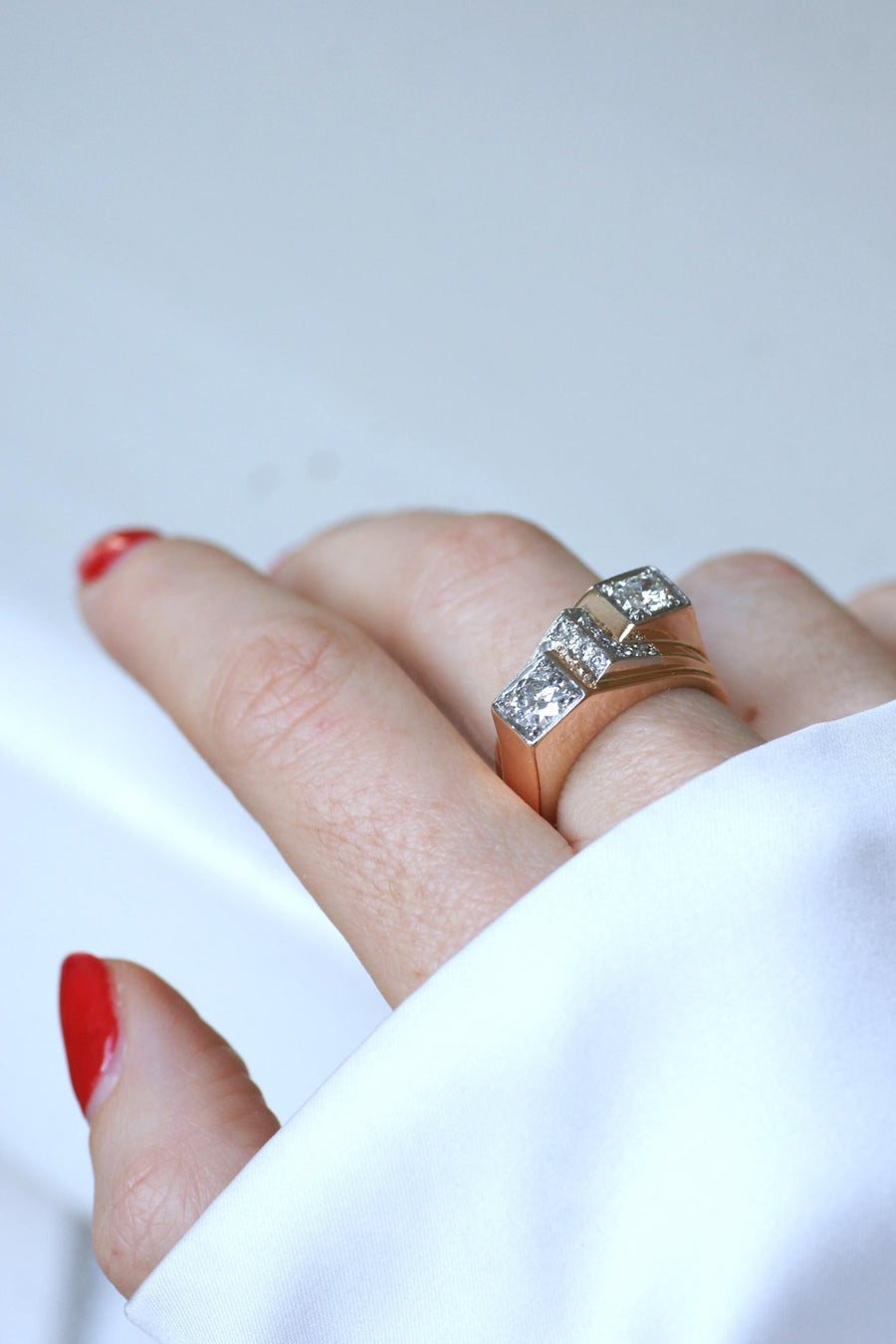 Bague Tank Asymétrique Diamants 1,20 Cts - Galerie Pénélope