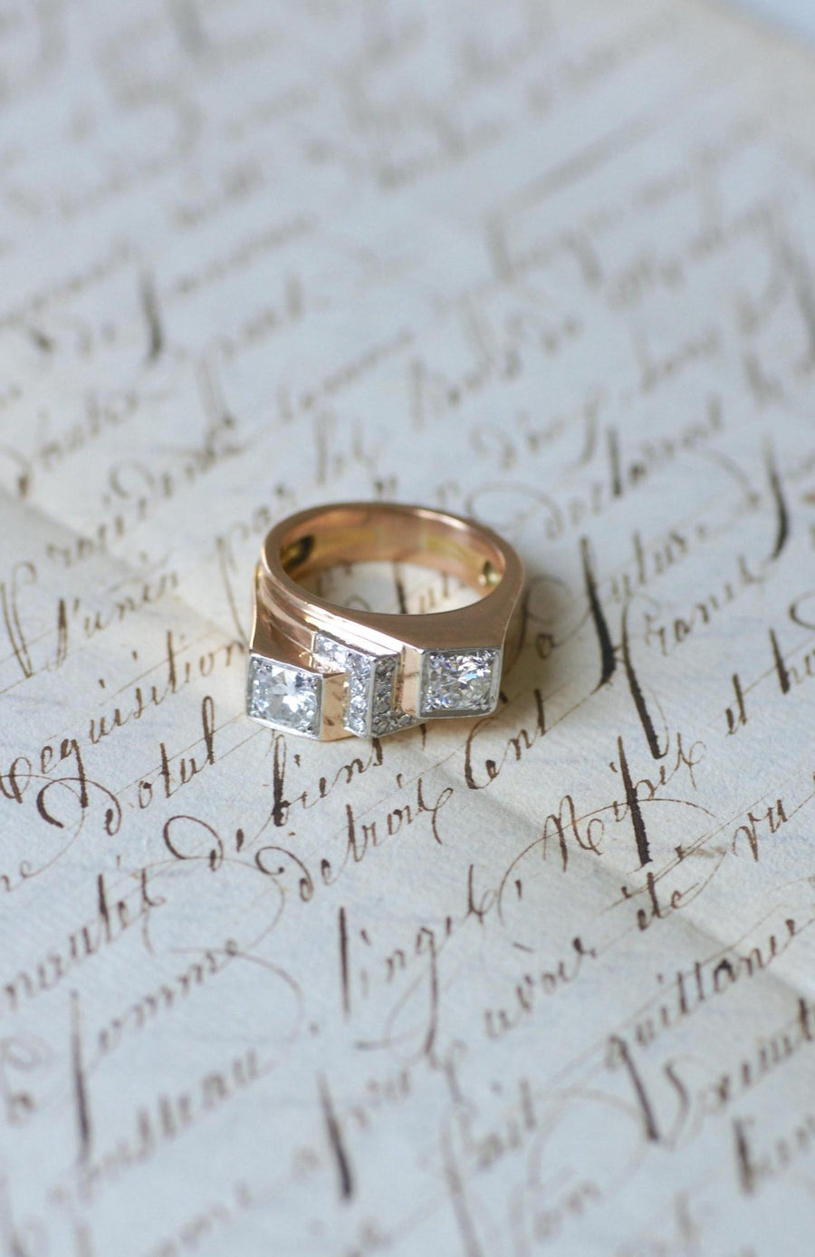 Bague Tank Asymétrique Diamants 1,20 Cts - Galerie Pénélope