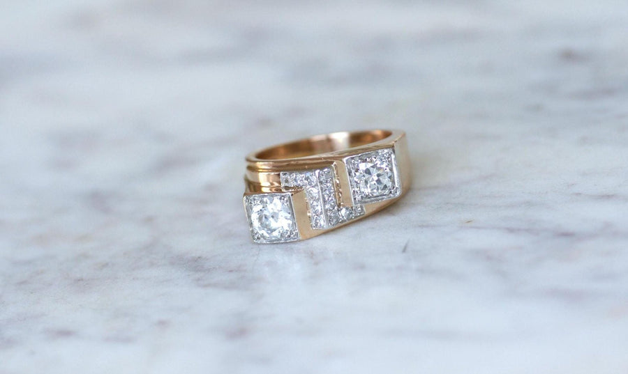 Bague Tank Asymétrique Diamants 1,20 Cts - Galerie Pénélope