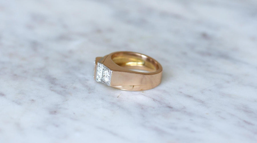 Bague Tank Asymétrique Diamants 1,20 Cts - Galerie Pénélope