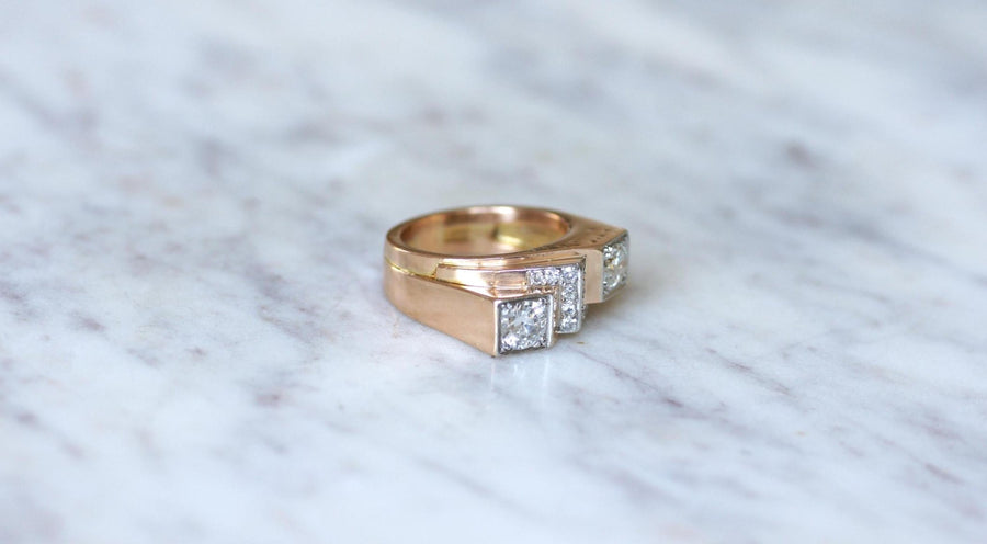 Bague Tank Asymétrique Diamants 1,20 Cts - Galerie Pénélope