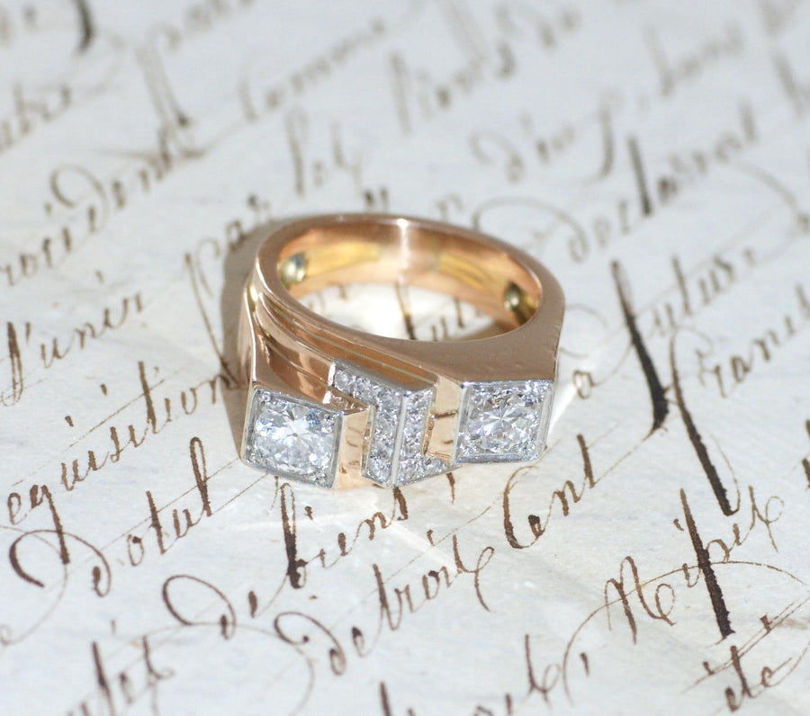 Bague Tank Asymétrique Diamants 1,20 Cts - Galerie Pénélope