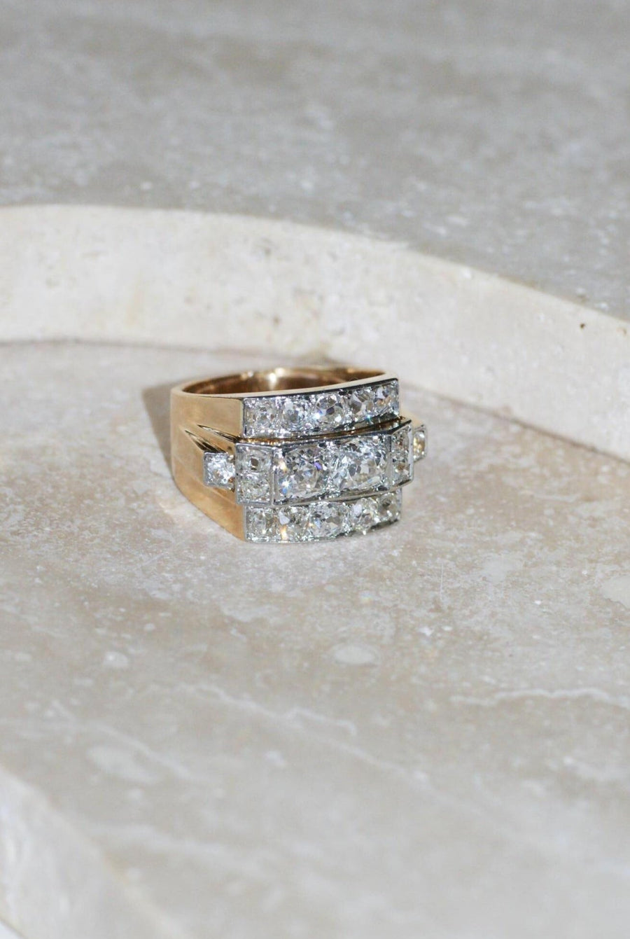 Bague Tank Diamants 3,00 Cts Or et Platine - Galerie Pénélope