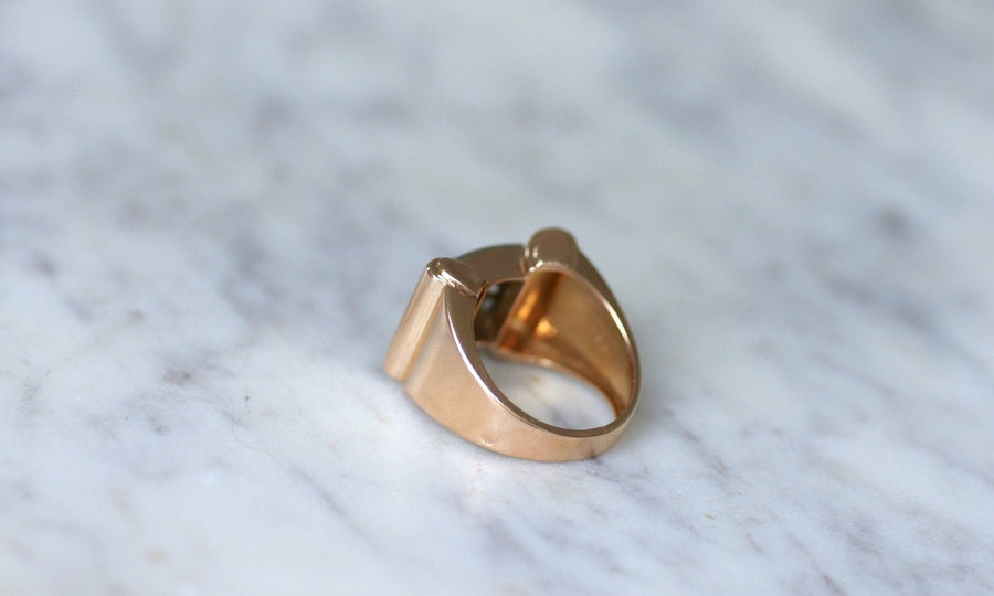 Bague Tank Rouleaux Or Rose et Diamants - Galerie Pénélope