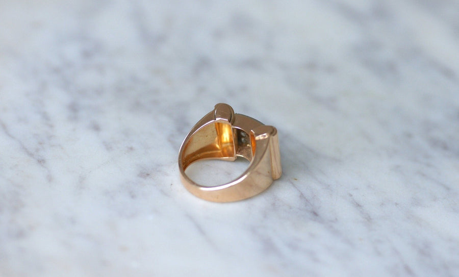 Bague Tank Rouleaux Or Rose et Diamants - Galerie Pénélope