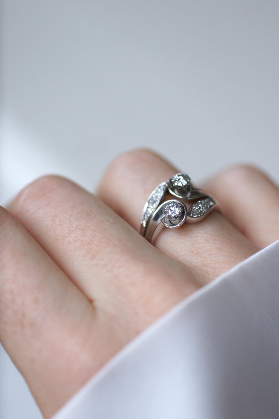 Bague Toi et Moi Diamants Rétro Or et Platine - Galerie Pénélope