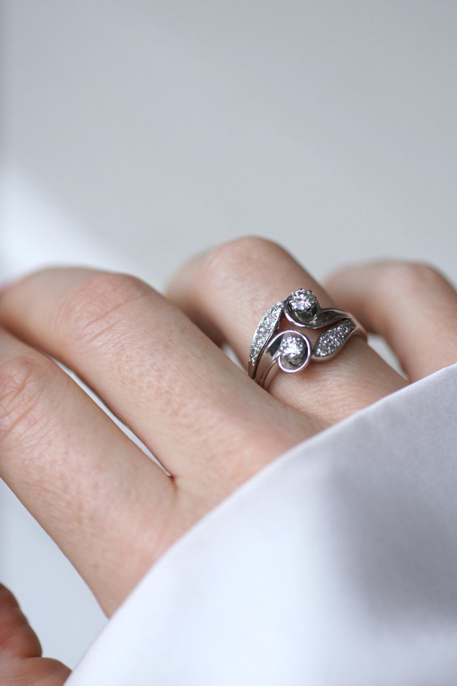 Bague Toi et Moi Diamants Rétro Or et Platine - Galerie Pénélope