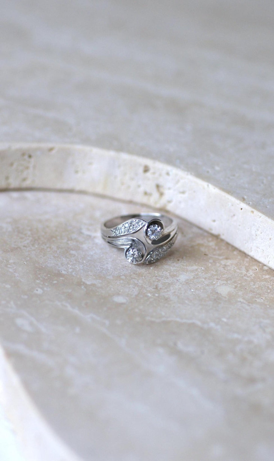 Bague Toi et Moi Diamants Rétro Or et Platine - Galerie Pénélope